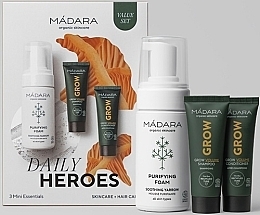 Düfte, Parfümerie und Kosmetik Haarpflegeset - Madara Cosmetics Daily Heroes (Gesichtsschaum 100ml + Shampoo 75ml + Conditioner 75ml)