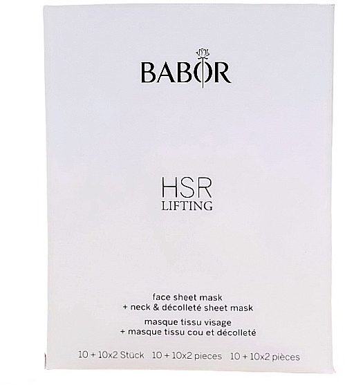 Maske für Gesicht, Hals und Dekolleté - Babor HSR Lifting Face Sheet Mask + Neck & Decollete Sheet Mask — Bild N1