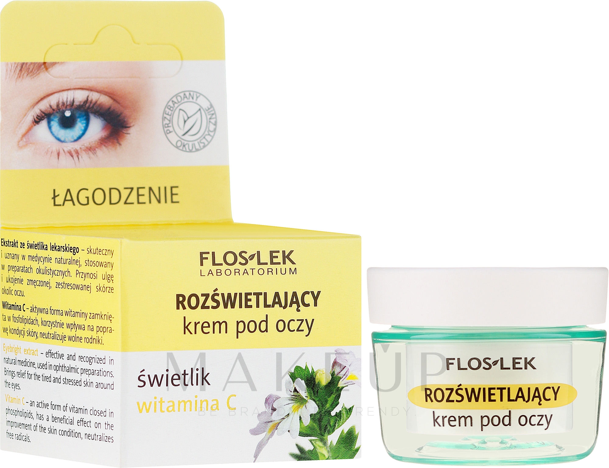 Aufhellende Augencreme mit Augentrost und Vitamin C - Floslek — Foto 15 ml