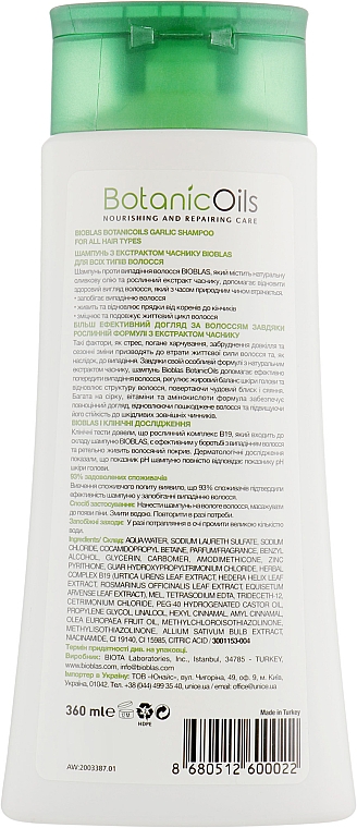 Shampoo mit Knoblauchextrakt für alle Haartypen - Bioblas Botanic Oils Garlic Shampoo — Bild N2