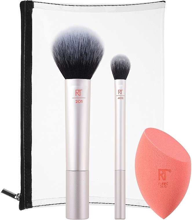 Make-up Set - Real Techniques Naturally Radiant Sponge + Brush Kit (Make-up Schwamm 1 St. + Make-up Pinsel 2 St. + Kosmetiktasche 1 St.) — Bild N1