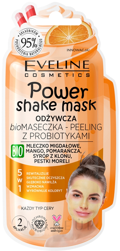 Nährendes Bio Gesichtsmaske-Peeling mit Probiotika - Eveline Cosmetics Power Shake Mask — Bild 10 ml