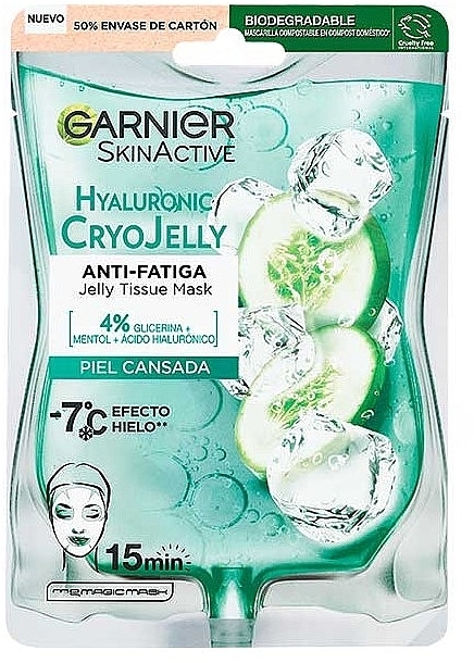 Feuchtigkeitsspendende Gesichtsmaske gegen Müdigkeit - Garnier Skin Active Anti-fatigue mask Hyaluronic Cryo Jelly — Bild N1