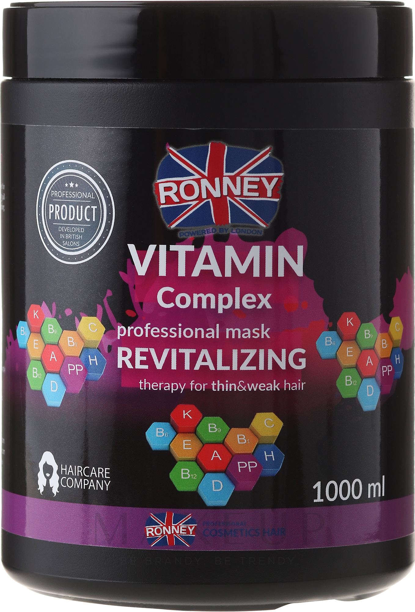 Revitalisierende Haarmaske mit Vitaminkomplex für dünnes und schwaches Haar - Ronney Vitamin Complex Revitalizing Therapy Mask — Bild 1000 ml
