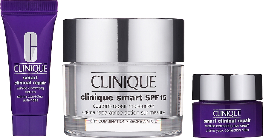 Gesichtspflegeset - Clinique Smart & Smooth Set (Gesichtscreme 50ml + Serum 10ml + Augenkonturcreme 5ml + Kosmetiktasche 1 St.) — Bild N3