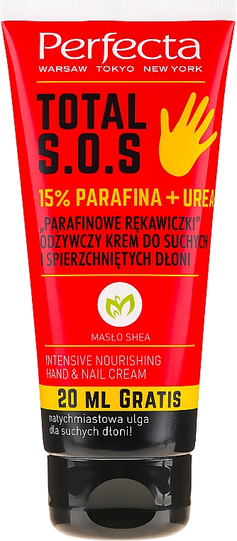 Intensiv pflegende Hand- und Nagelcreme mit 15% Paraffin und Harnstoff - Perfecta Total S.O.S Intensive Nourishing Hand & Nail Cream