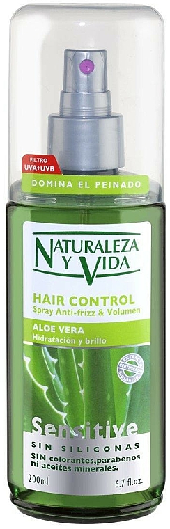 Anti-Frizz Haarspray für mehr Volumen mit Aloe Vera - Natur Vital Sensitive Hair Control Anti-Frizz & Volume Spray — Bild N1