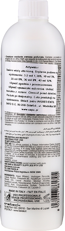 Entwicklerlotion 9% - Fanola Acqua Ossigenata Perfumed Hydrogen Peroxide Hair Oxidant 30vol 9% — Bild N2