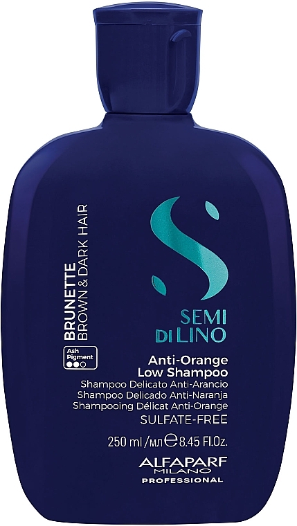 Mildes Shampoo gegen Orangenstich für mittelbraunes bis braunes Haar - AlfaParf Milano Semi Di Lino Brunette Anti-Orange Low Shampoo — Bild N1