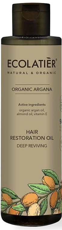 Tief regenerierendes Haaröl mit Vitamin E, Argan- und Mandelöl - Ecolatier Organic Argana Hair Restoration Oil