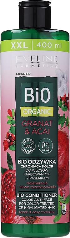 Regenerierender und weichmachender Conditioner für coloriertes Haar mit Granatapfel und Acai-Beere - Eveline Cosmetics Bio Organic Pomegranate & Acai Color Anti-Fade Conditioner — Bild N1