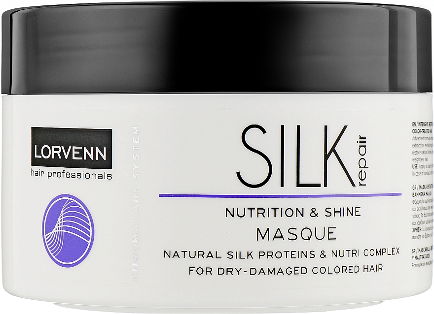 Intensive Aufbaumaske mit Seidenproteinen für trockenes, geschädigtes und coloriertes Haar - Lorvenn Silk Repair Nutrition & Shine Mask — Bild N1