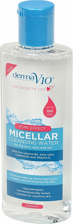 Mizellen-Reinigungswasser mit Provitamin B5, Aloe Vera, Kamille und Vitamin E - Derma V10 Micellar Cleansing Water — Bild N1