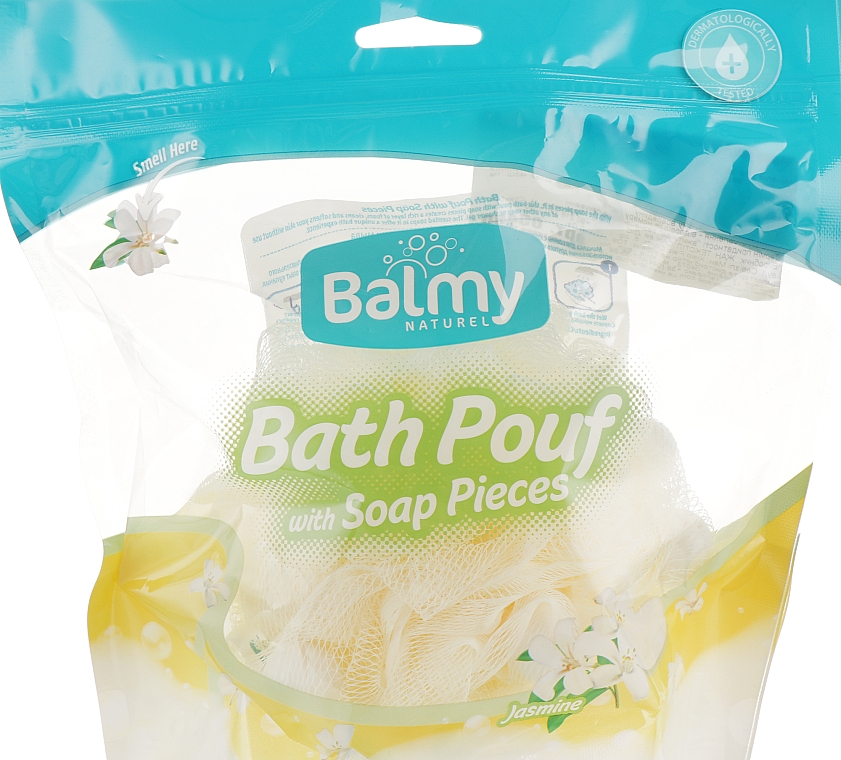 Reiseschwamm mit nach Jasmin duftenden Seifenstücken - Balmy Naturel Bath Pouf With Saop Pieces — Bild N1