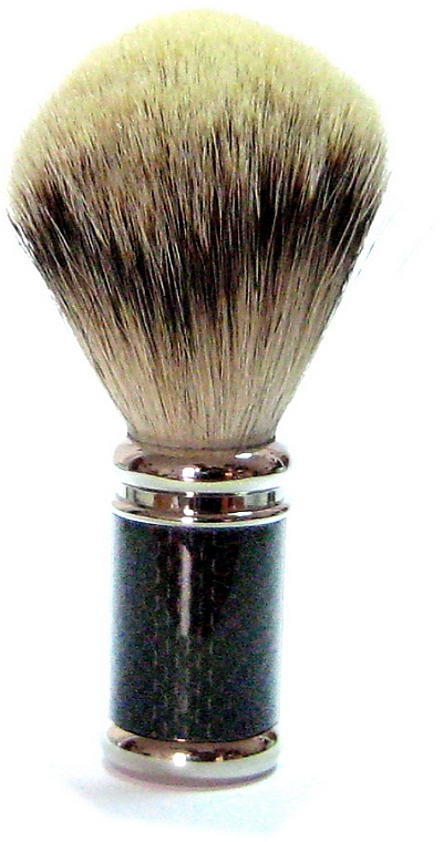 Rasierpinsel mit silberner Spitze Dachshaar - Golddachs Shaving Brush, Silver Tip Badger, Metal Chrome Handle, Black, Silver Carbon Optic — Bild N1