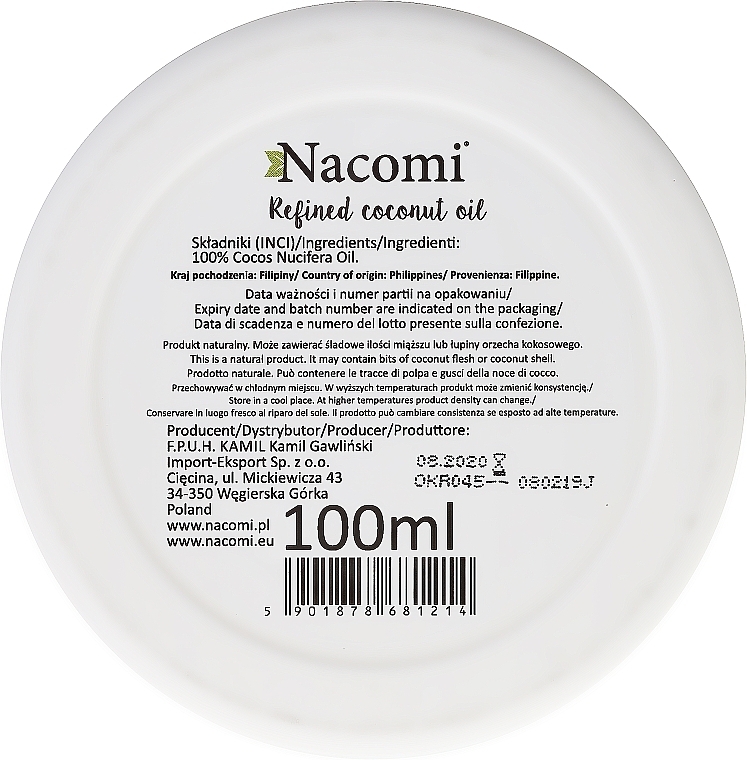 100% natürliches raffiniertes Kokosöl - Nacomi Coconut Oil 100% Natural Refined — Bild N3