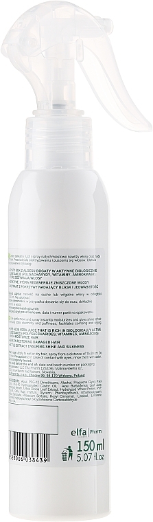 Regenerierendes Haarspray für leichte Kämmbarkeit mit Aloe Vera, Keratin und Brennnesselextrakt - Dr. Sante Aloe Vera — Bild N4