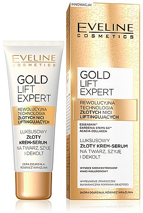 Luxuriöses straffendes Creme-Konzentrat für Gesicht, Hals und Dekolleté mit Hyaluronsäure - Eveline Cosmetics Gold Lift Expert — Bild N1