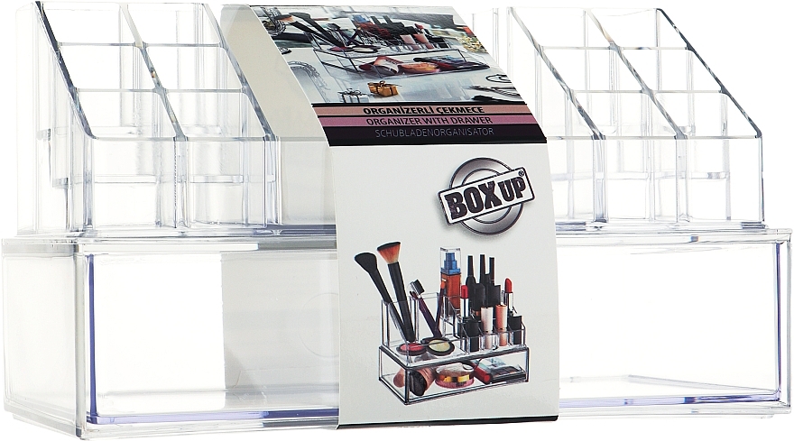 Kunststoff-Organizer für Kosmetik mit einer Schublade 22,5 x 12,5 x 13,8 cm transparent (ohne Inhalt) - BoxUp — Bild N1