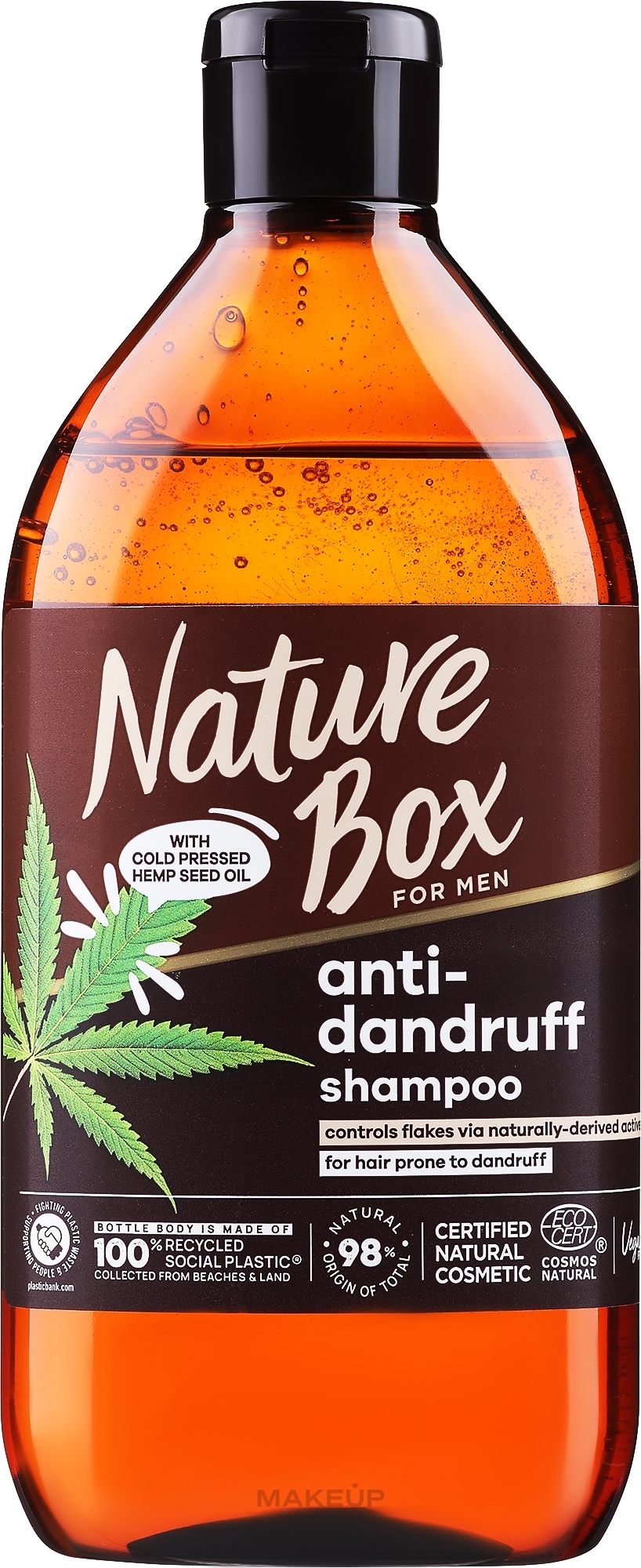 Shampoo für Haare, Bart und Kopfhaut mit Hanföl - Nature Box For Men Hemp Oil 3in1 Anti-Dandruff — Bild 385 ml