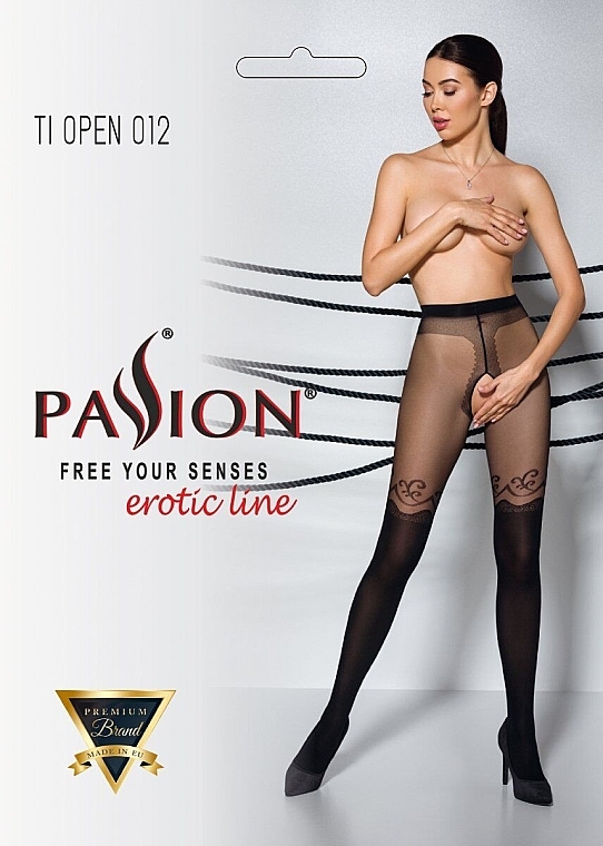 Erotische Strumpfhose mit Ausschnitt Tiopen 012 20/40 Den black - Passion — Bild N1