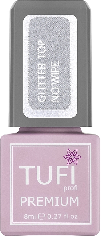 Gel-Nagelüberlack ohne Klebeschicht mit Mikroglanz - Tufi Profi Premium Glitter Top No Wipe — Bild N1