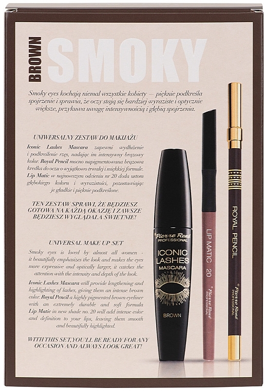 Set - Pierre Rene Smoky Brown (Mascara/15ml + Augenstift/1.6g + Lippenstift/0.4g) — Bild N3