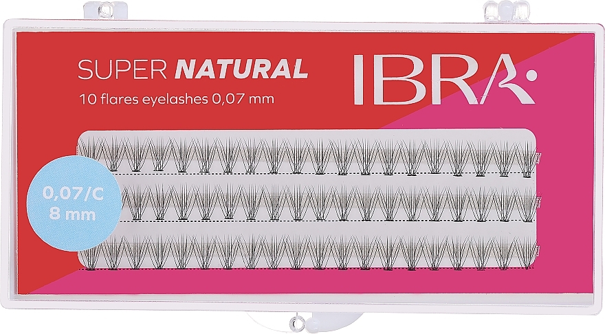 Wimpernbüschel C, 0.07, 8 mm - Ibra 10D Flares Eyelash Super Natural C 8 mm — Bild N1