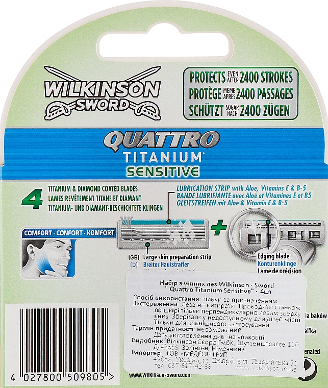 Ersatzklingen 4 St. - Wilkinson Sword Quattro Titanium Sensitive — Bild N3
