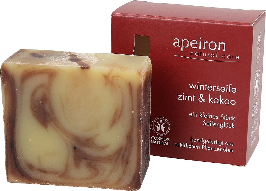 Natürliche Winterseife Zimt & Kakao - Apeiron Cinnamon & Cocoa Winter Soap — Bild N1