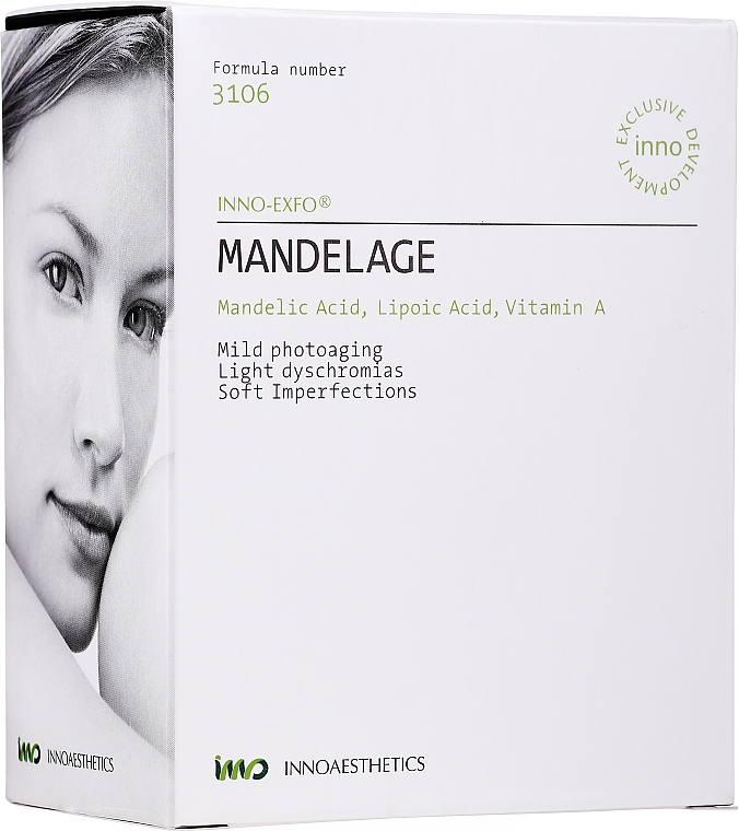 Entzündungshemmendes chemisches Anti-Aging Gesichtspeeling mit Mandel- und Liponsäure und Vitamin A - Innoaesthetics Inno-Exfo Mandelage — Bild N2