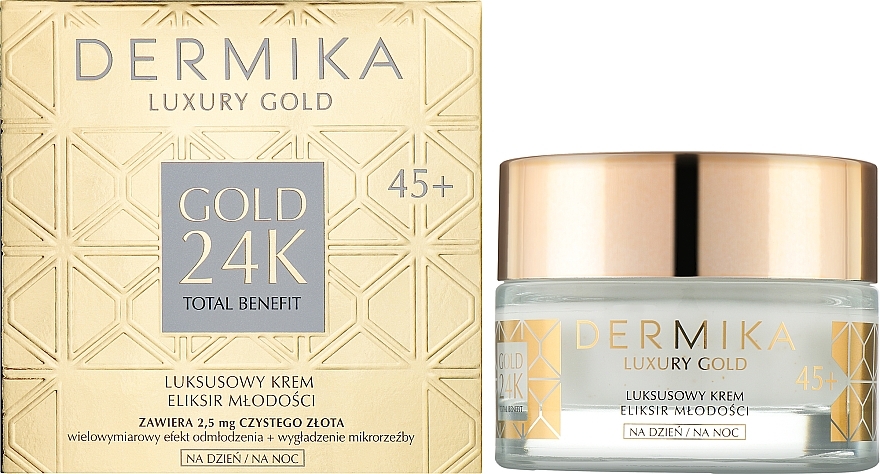 Anti-Aging Gesichtscreme mit 24-Karat-Goldpartikeln 45+ - Dermika Gold 24K Face Cream 45+