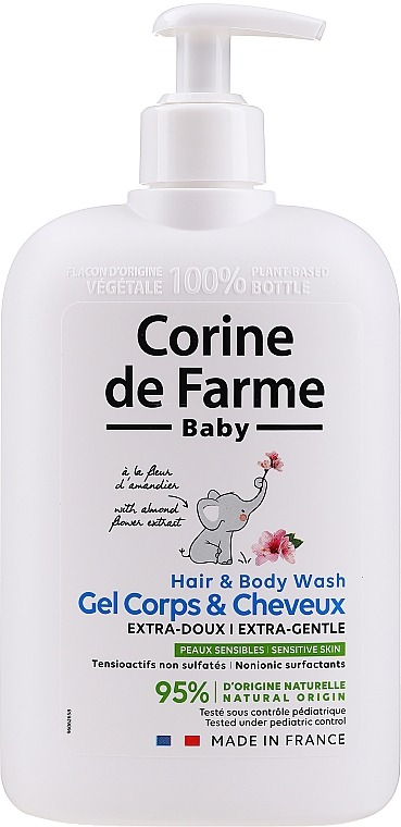 2in1 Ultra sanftes Shampoo und Duschgel für Neugeborene, Babys und Erwachsene - Corine de Farme Gel Extra-Doux