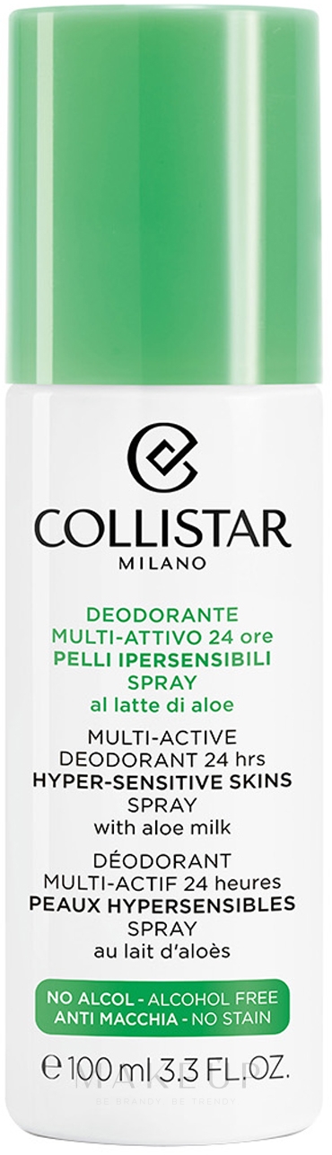 Deospray für sehr empfindliche Haut mit Aloemilch ohne Alkohol - Collistar Multi-Active Deodorant 24 Hours — Foto 100 ml