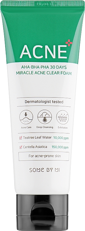Gesichtsreinigungsschaum für zu Akne neigende Haut - Some By Mi AHA BHA PHA 30 Days Miracle Acne Clear Foam