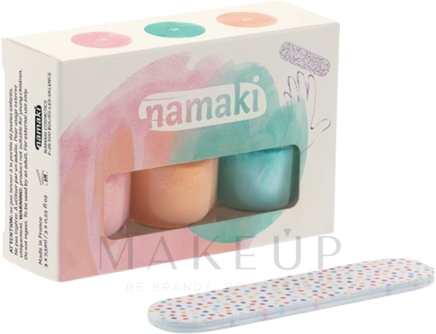Nagelset - Namaki (Nagellack 7.5ml + Nagelfeile) — Bild Candy Pink + Water Green + Peach