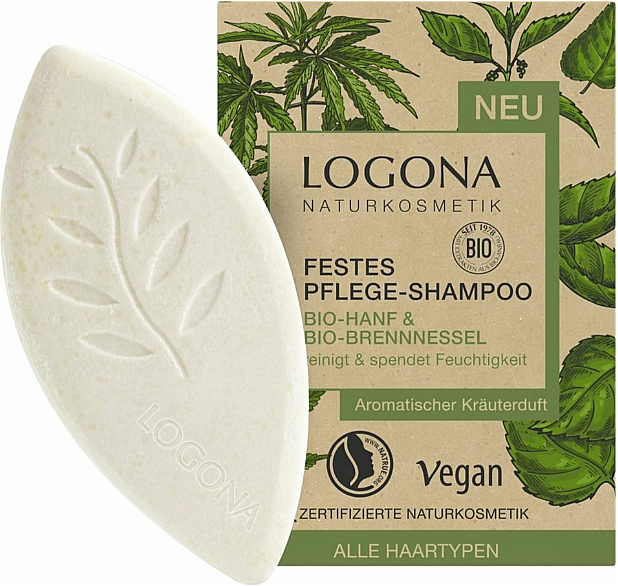 Festes Shampoo für trockenes und geschädigtes Haar mit Hanf und Brennnessel - Logona Bio Shampoo — Bild N1
