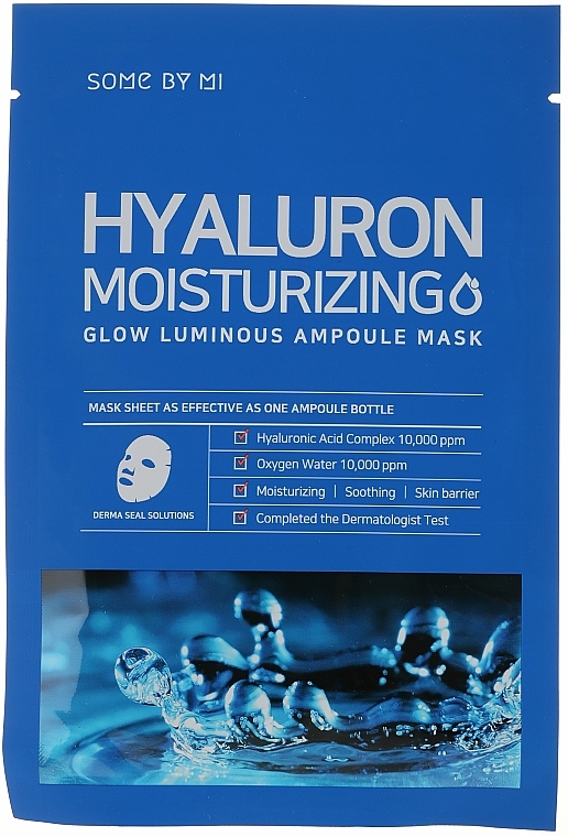 Feuchtigkeitsspendende und beruhigende Tuchmaske für das Gesicht mit Hyaluronsäure - Some By Mi Hyaluron Moisturizing Glow Luminous Ampoule Mask — Bild N1