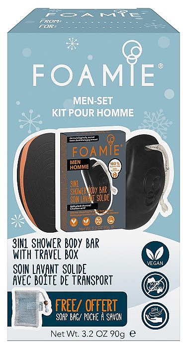 Set - Foamie Starter Set Body Men (soap 90g + bag + box) — Bild N1