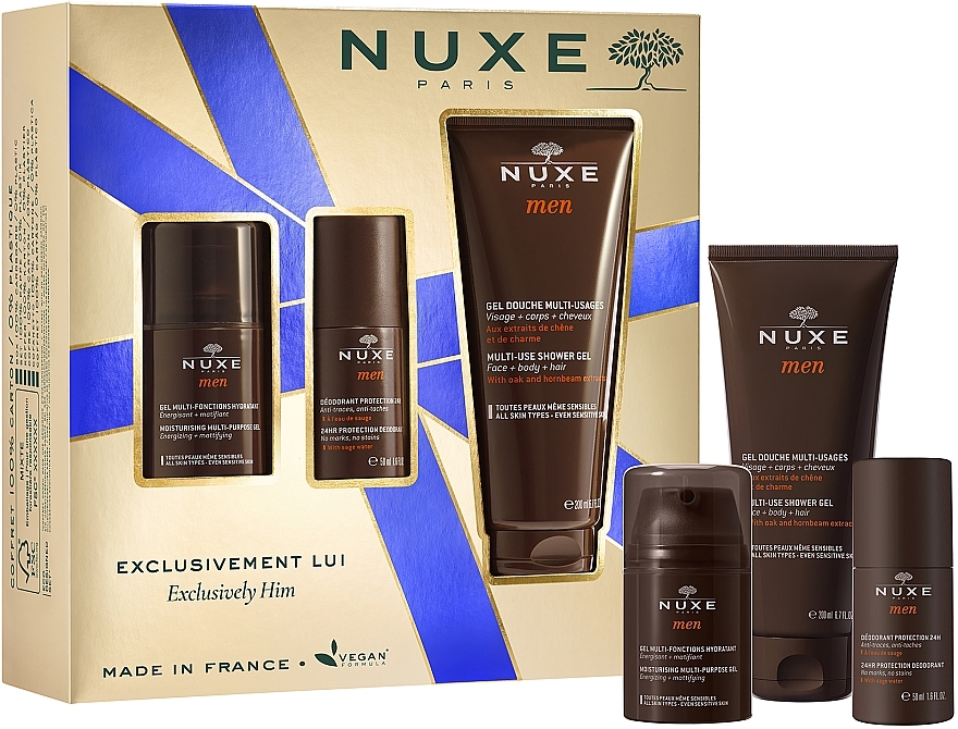Gesichts- und Körperpflegeset - Nuxe Men Exclusively Him (Duschgel 200ml + Gesichtsgel 50ml + Deodorant 50ml)  — Bild N4