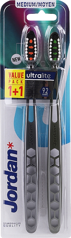 Zahnbürste mittel grün, orange 2 St. - Jordan Ultralite Adult Toothbrush Medium — Bild N1