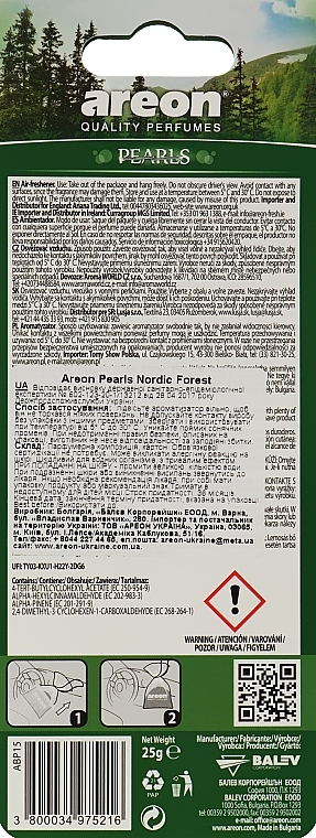 Auto-Lufterfrischer Nördlicher Wald - Areon Pearls Nordic Forest  — Bild N2