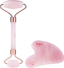 Gesichtspflegeset - Pibu Beauty Rose Quartz Facial Roller & Gua Sha Set (Massageroller) — Bild N2