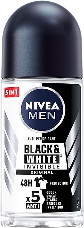 Deo Roll-on Antitranspirant - NIVEA MEN Invisible for Black & White Power Deodorant Roll-on  — Bild N1