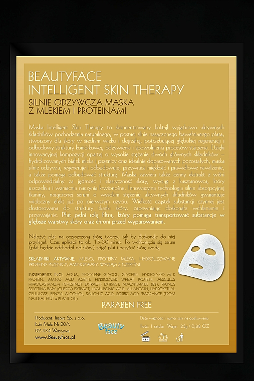 Gesichtsmaske mit Weizenprotein und Weizenmilch - Beauty Face Intelligent Skin Therapy Mask — Bild N1