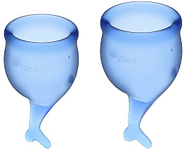 Düfte, Parfümerie und Kosmetik Menstruationstasse mit Schwänzchen blau 2 St. - Satisfyer Feel Secure Menstrual Cups Dark Blue
