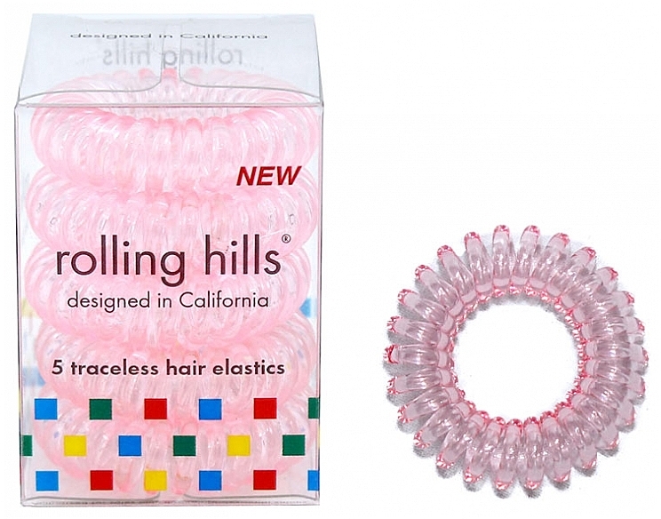 Spiral-Haargummi rosa 5 St. - Rolling Hills 5 Traceless Hair Rings Transparent Pink — Bild N1