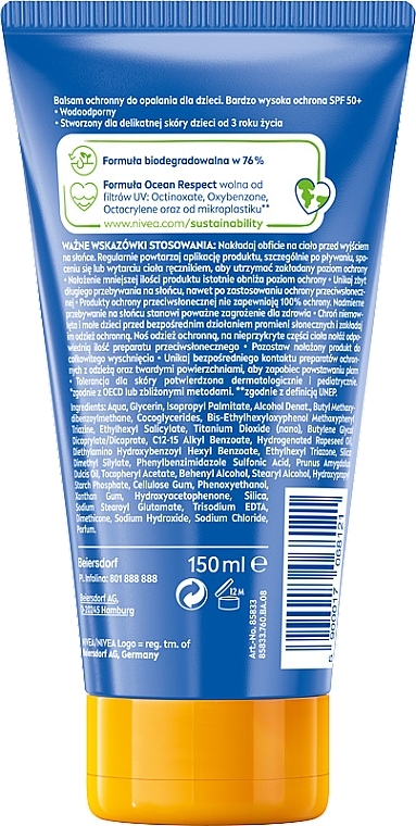 Wasserfeste Sonnenschutzcreme für Kinder - Nivea Sun Kids Ultra Protect & Play Sun Cream SPF50+ — Bild N2