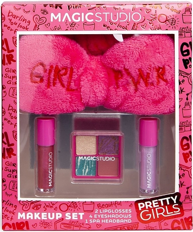 Make-up Set - Magic Studio Pretty Girls Makeup Set (Lipgloss 2 St. + Lidschatten 1 St. + Spa-Stirnband 1 St.) — Bild N2