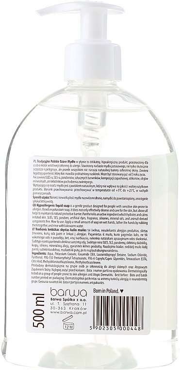 Hypoallergene geruchlose Flüssigseife - Barwa Polish Liquid Soap — Bild N2